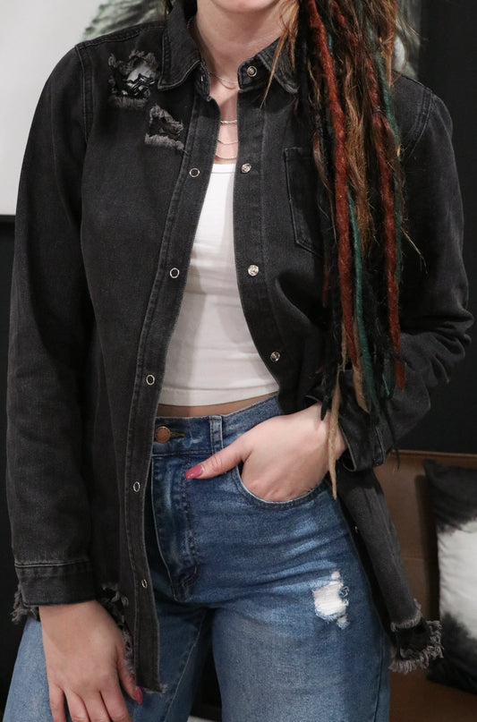 Black Ripped Denim Jacket