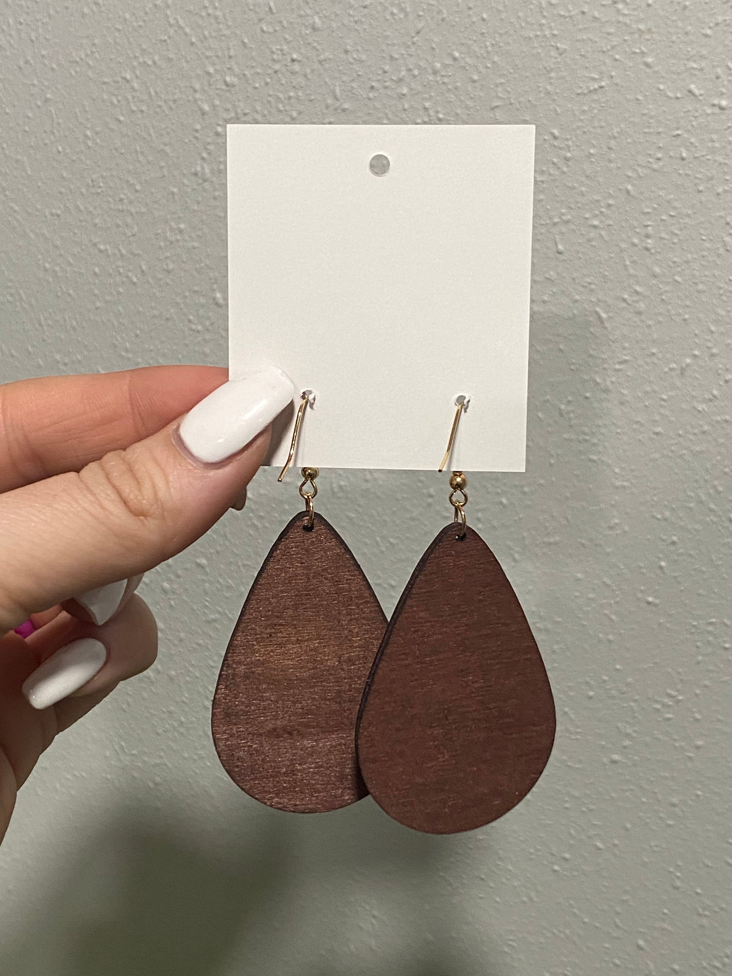 Cow Hair On Leather Wooden Earrings